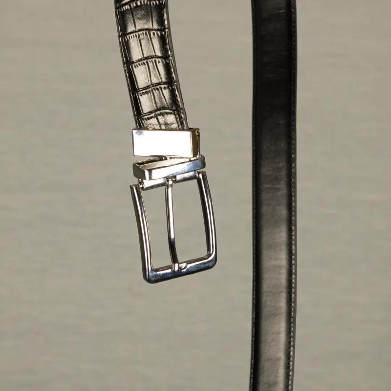 BRAVO - Reversible Leather Crocodile Skin Belt