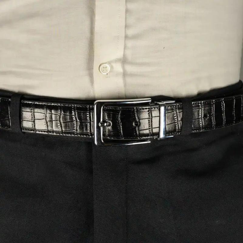 BRAVO - Reversible Leather Crocodile Skin Belt