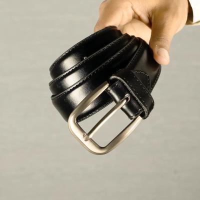 CLASSIC - Old Money Plain Leather Belt. Color black