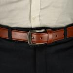 CLASSIC - Old Money Plain Leather Belt . color Tan