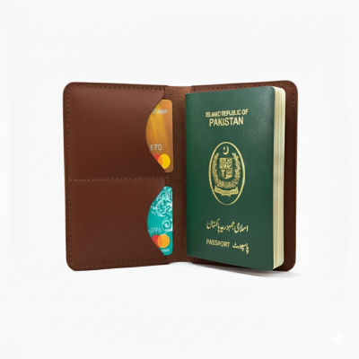 Brown Leather Passport Cover | Slim Travel Wallet with Card & Cash Slots